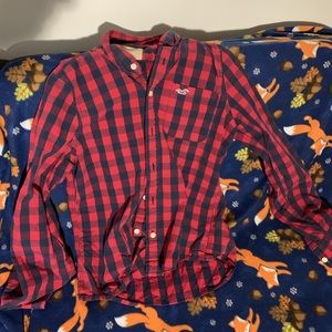 Hollister red and blue dress shirt